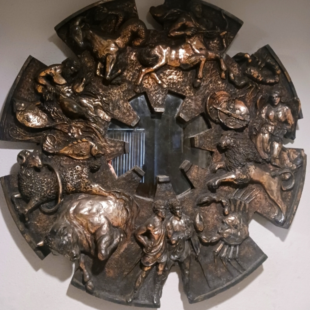 Vintage Finesse Brutalist Zodiac Mirror